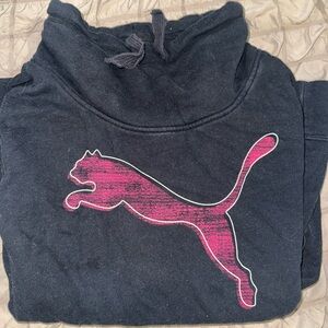 Puma Black Hoodie with Pink Logo
